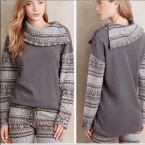 Anthropologie Saturday Sunday Gray Fair Isle Pullover Sweatshirt